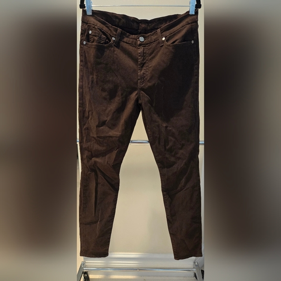7 For All Mankind Brown Pants Mid Rise Skinny - Picture 4 of 11